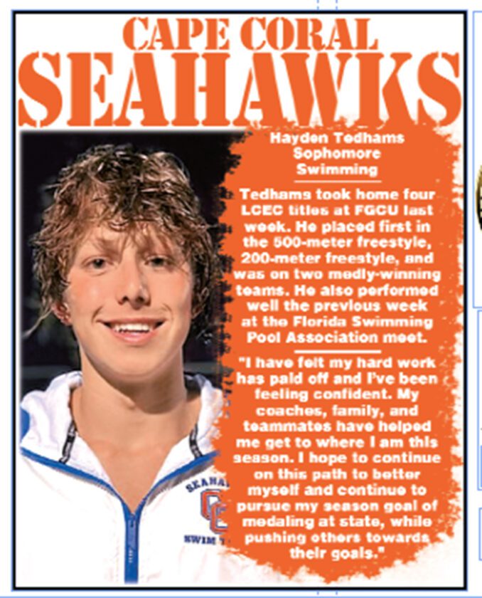 Cape Coral High’s Tedhams voted Breeze Athlete of the Month for October